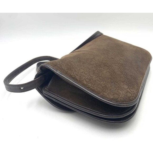 Christian Dior Two-Way Purse Brown Suede Trotter Print Leather - Picture 3 of 13